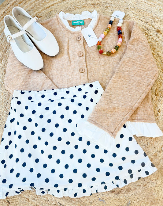 Bet You Polkadot Ruffle Elastic Waist Skirt - White/Black