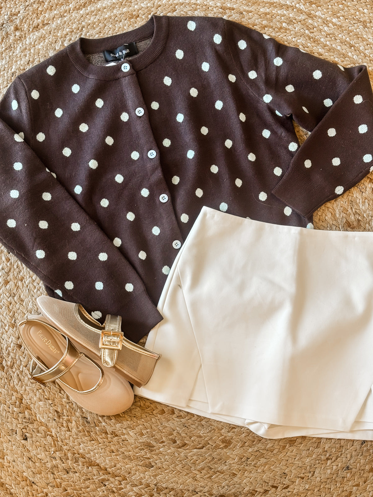 Mint to Be Polka Dot Cardigan – Brown/Mint