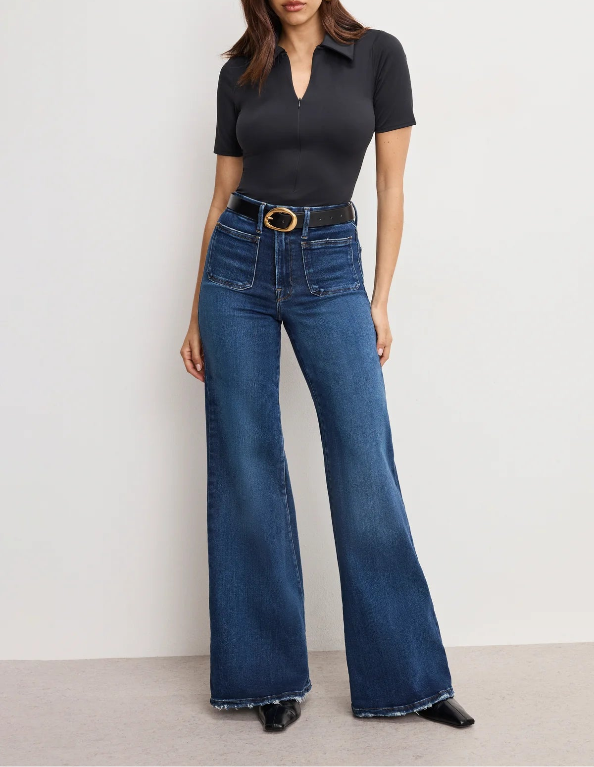 Good American Soft Tech Good Waist Palazzo Jeans - Indigo