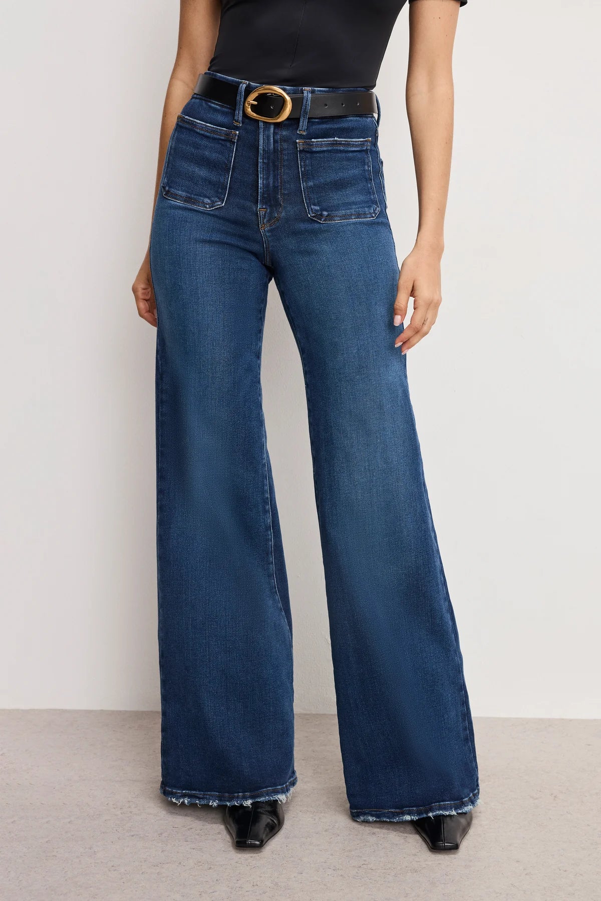 Good American Soft Tech Good Waist Palazzo Jeans - Indigo