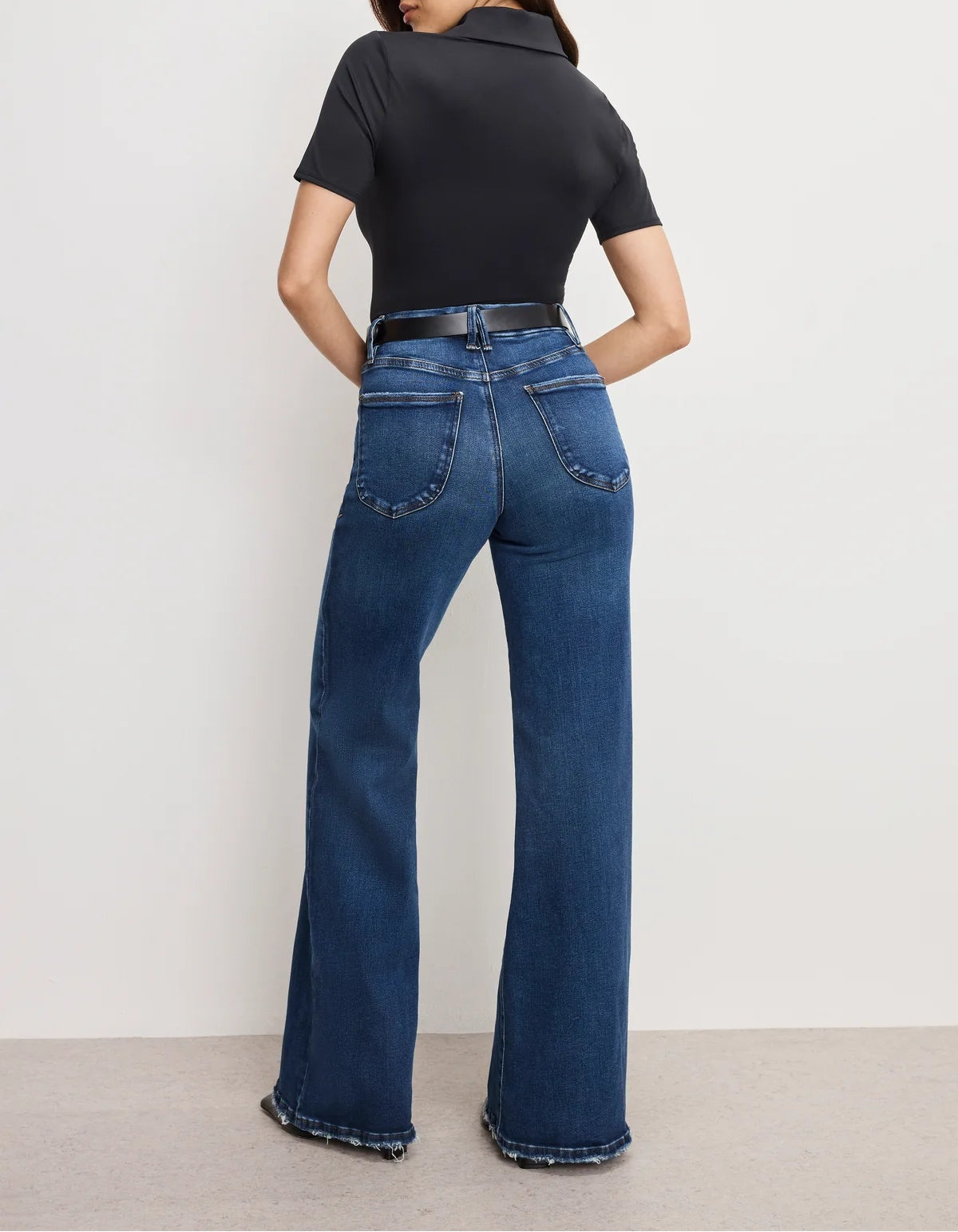 Good American Soft Tech Good Waist Palazzo Jeans - Indigo