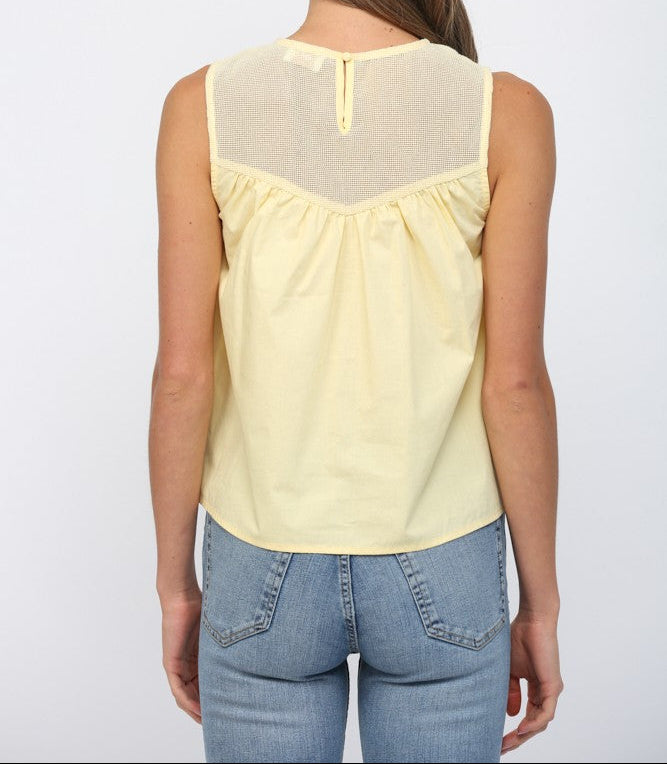 Instant Classic Mesh Applique Tank - Yellow