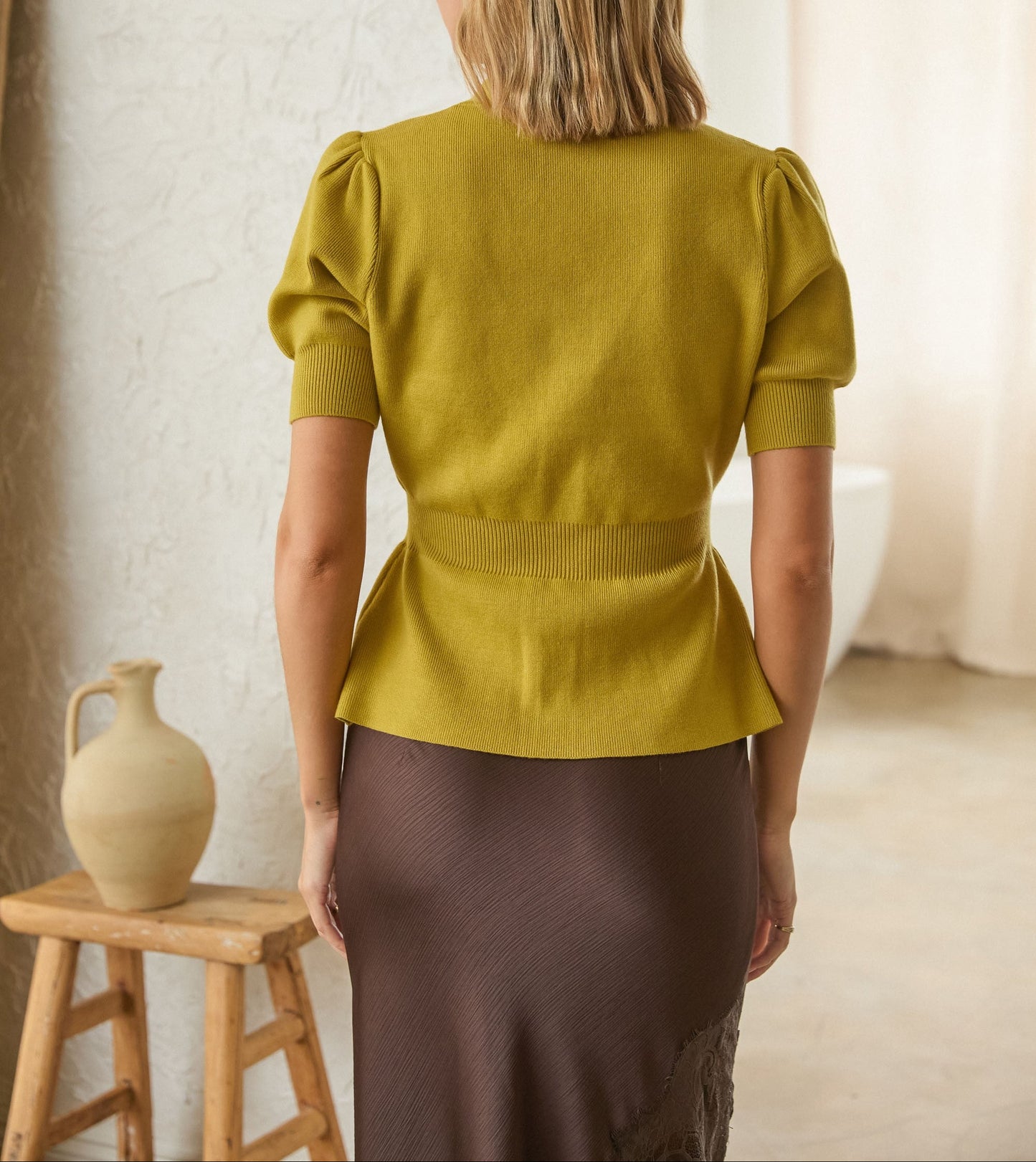 Runaway Love Ribbed Short Sleeve Cardigan - Chartreuse