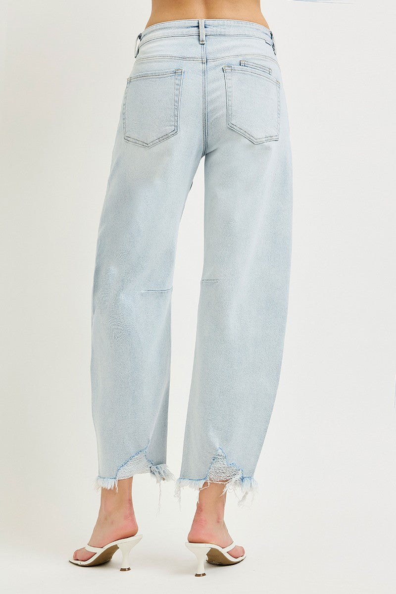 Risen High Rise Barrel Jeans - Light Wash