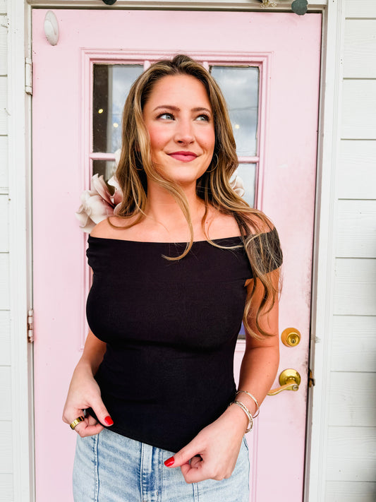 Z Supply Second Skin Off Shoulder Top - Black