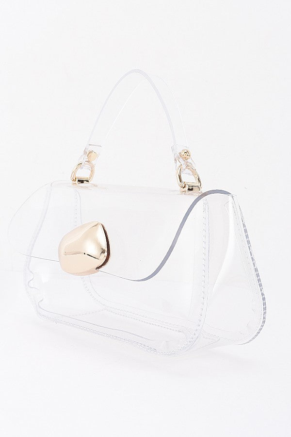 Clear Top  Handle Bag with Gold Accents