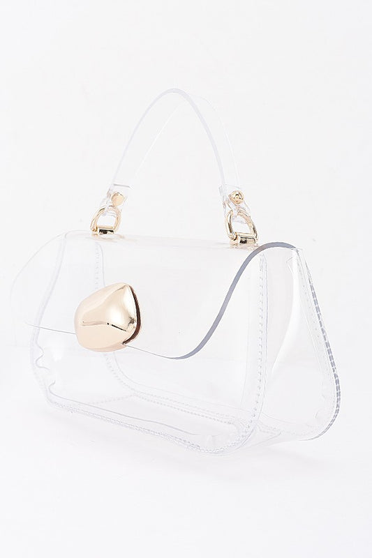 Clear Top  Handle Bag with Gold Accents