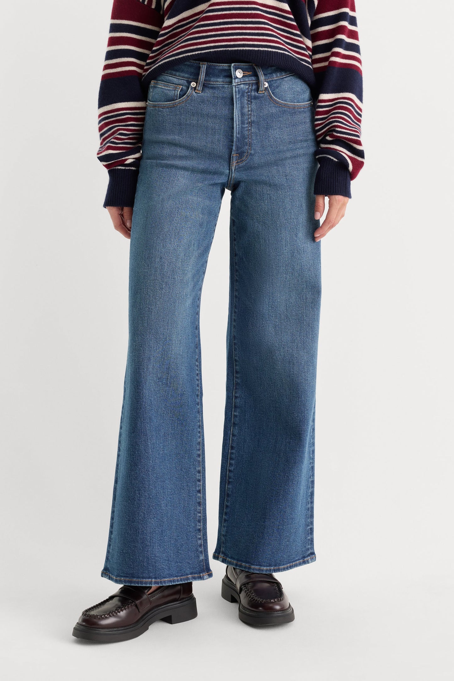 Good American Good Waist Palazzo Ankle Jeans - Sierra