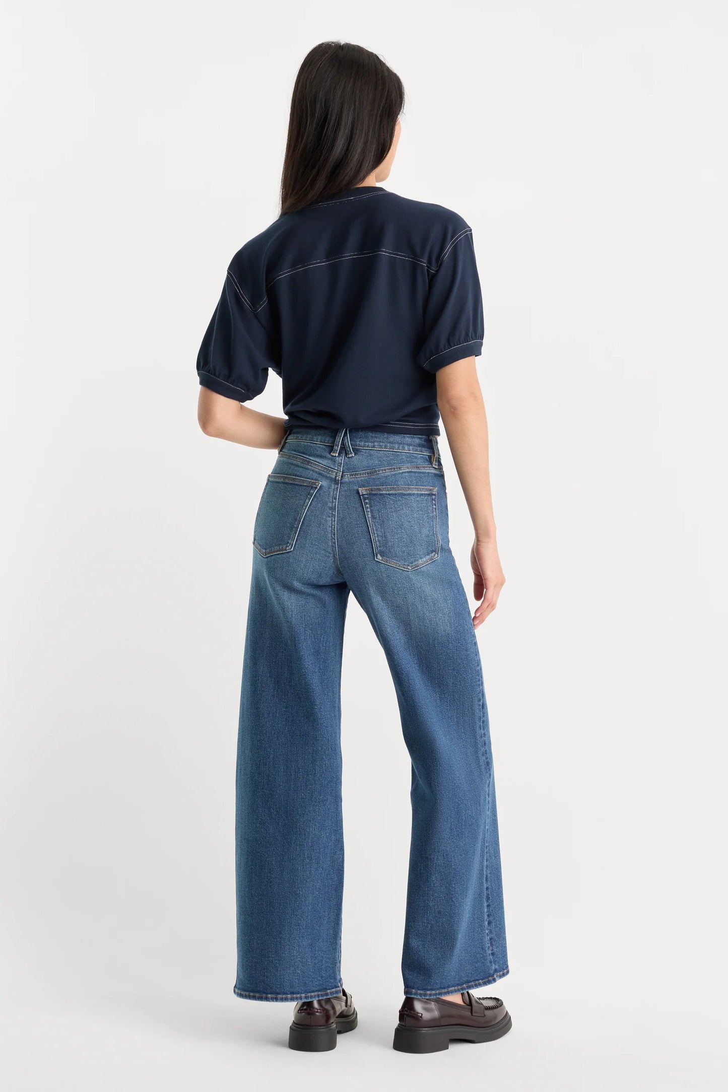 Good American Good Waist Palazzo Ankle Jeans - Sierra