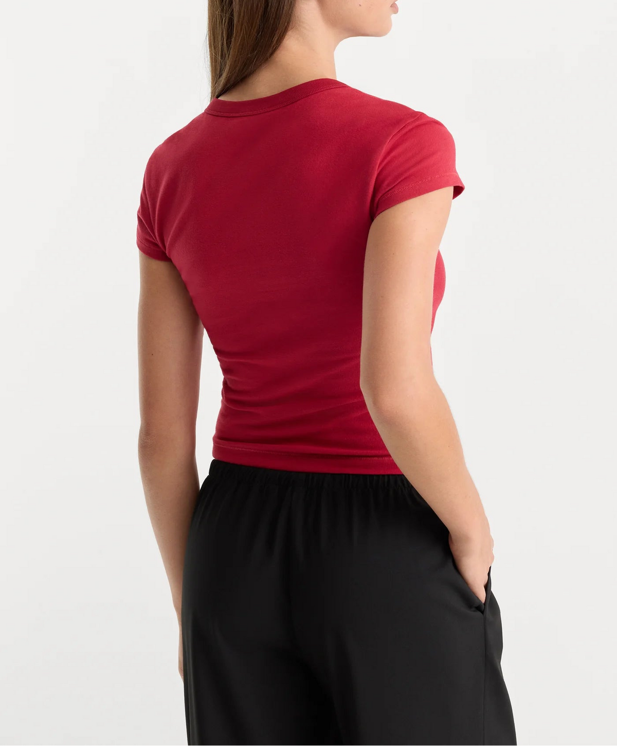 Good American The Cap Sleeve Tee - Carmine