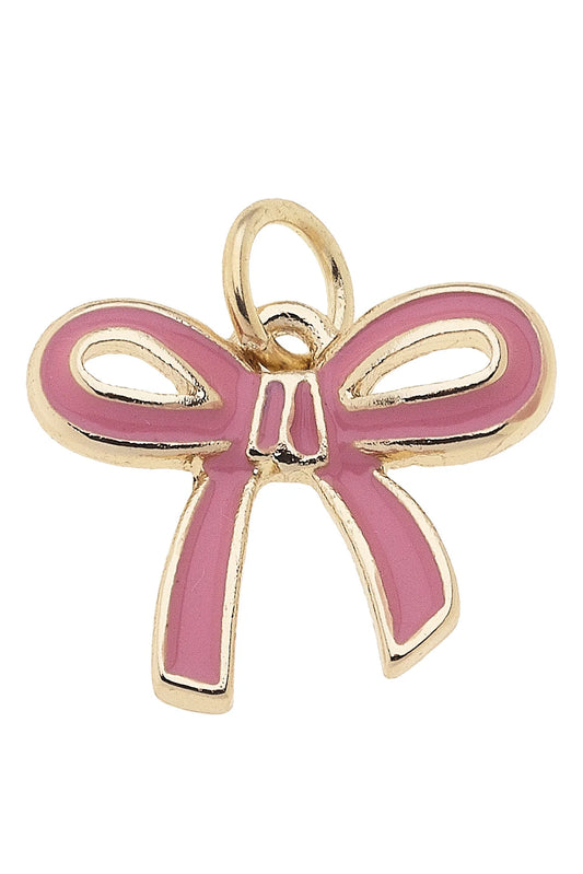 Enamel Bow Charm in Light Pink