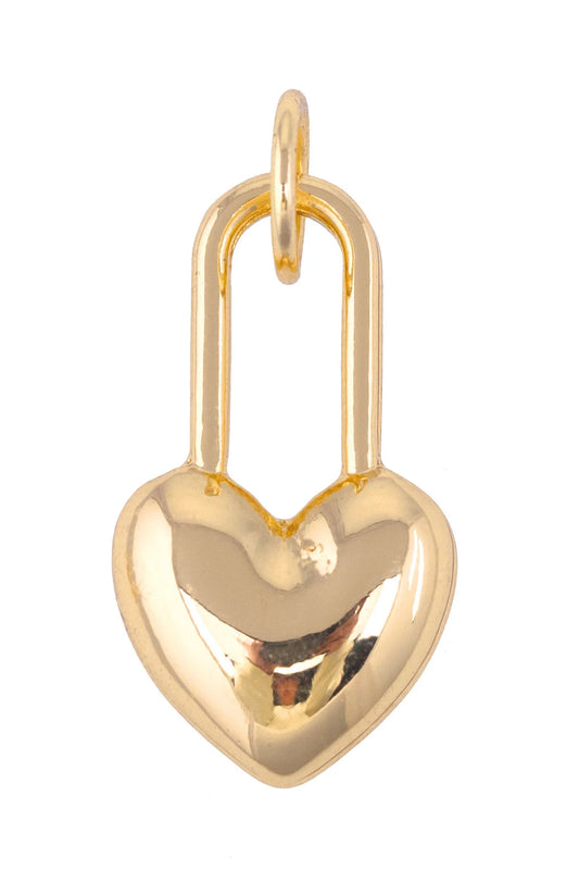 Heart Padlock Charm in Shiny Gold