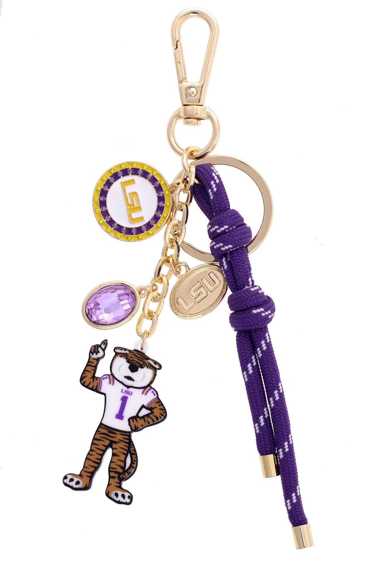 LSU Tigers Cluster Bag Charm in Purple & Shiny Gold