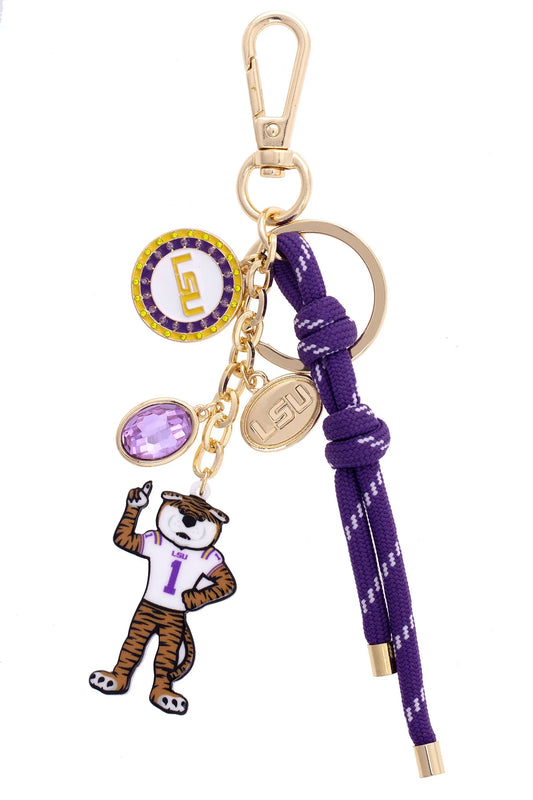 LSU Tigers Cluster Bag Charm in Purple & Shiny Gold