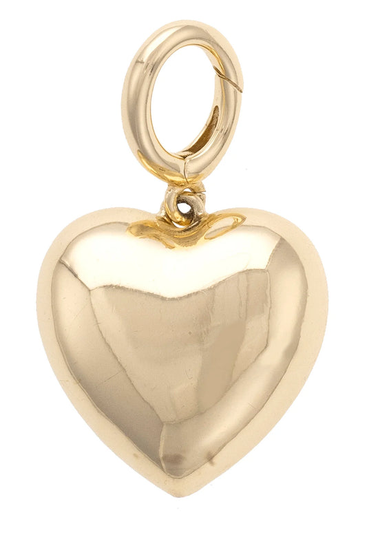 Puffy Heart Pendant Charm in Shiny Gold
