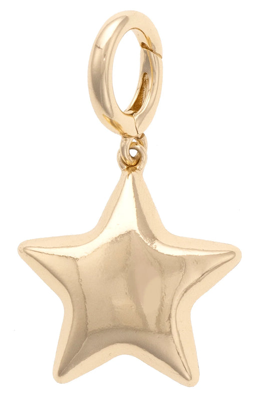 Puffy Star Pendant Charm in Shiny Gold