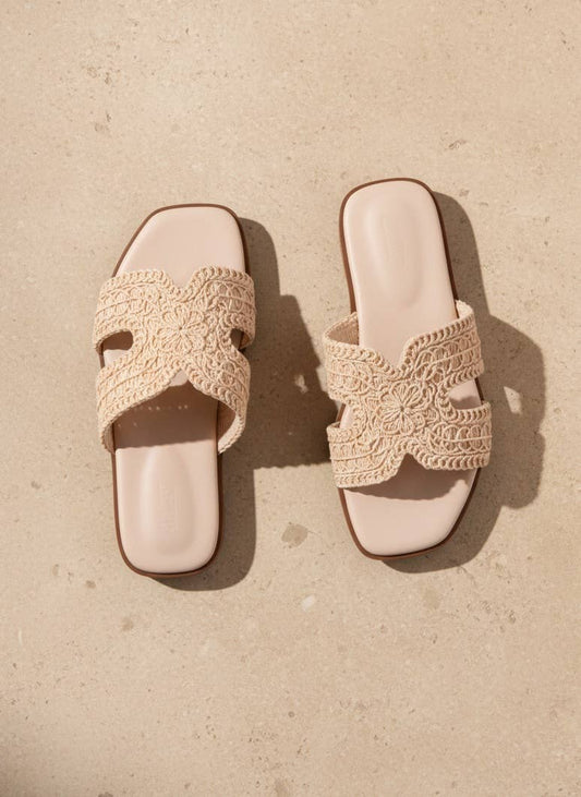 VIEW-68 Woven Square Toe Flat - Beige