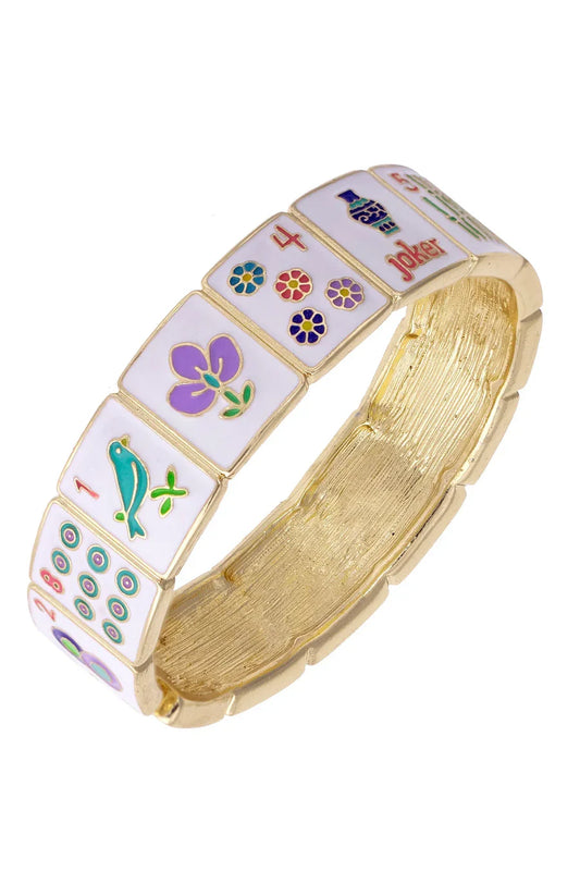 Going Mahjong Enamel Hinge Bangle - Multi