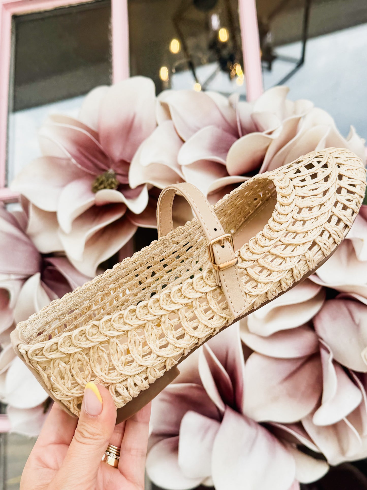 Susan Woven Mary Jane Flat - Natural
