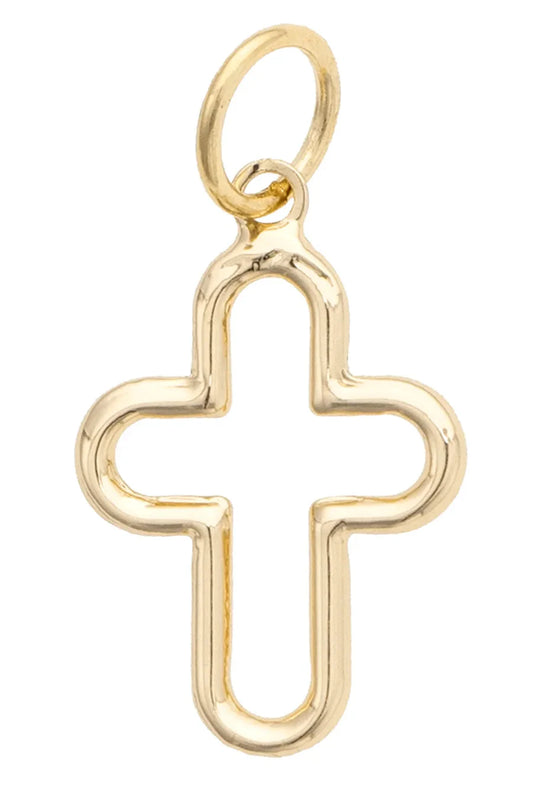 Bubble Cross Charm - Shiny Gold