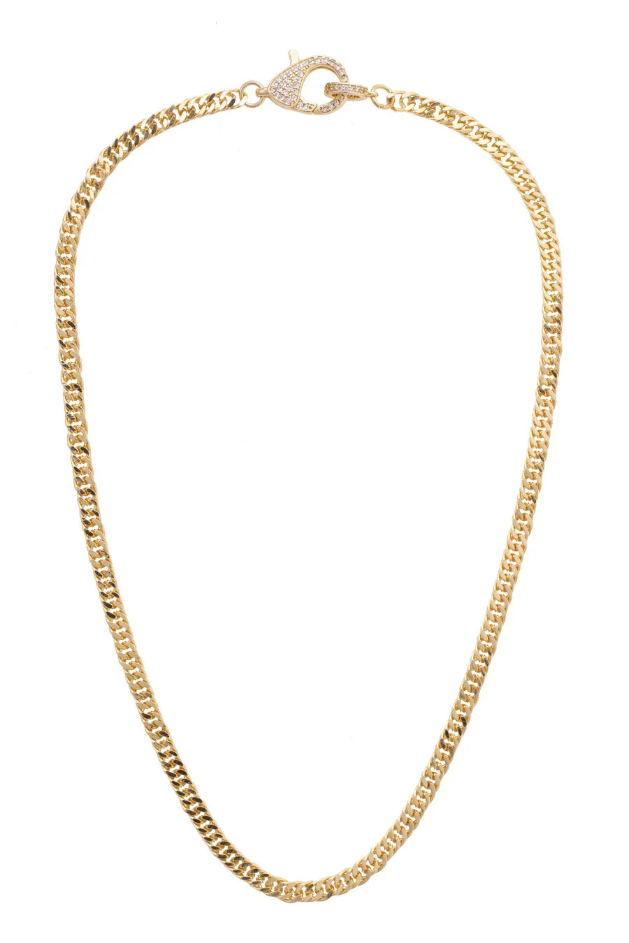 Maggie Pave Carabiner Charm Necklace Base - Shiny Gold