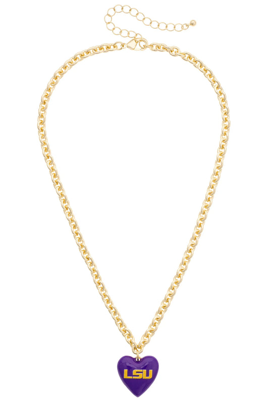 LSU Tigers Heart Pendant Necklace