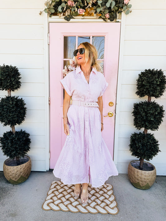 Bow Tie Affair Sequin Detail Midi Dress - Pink