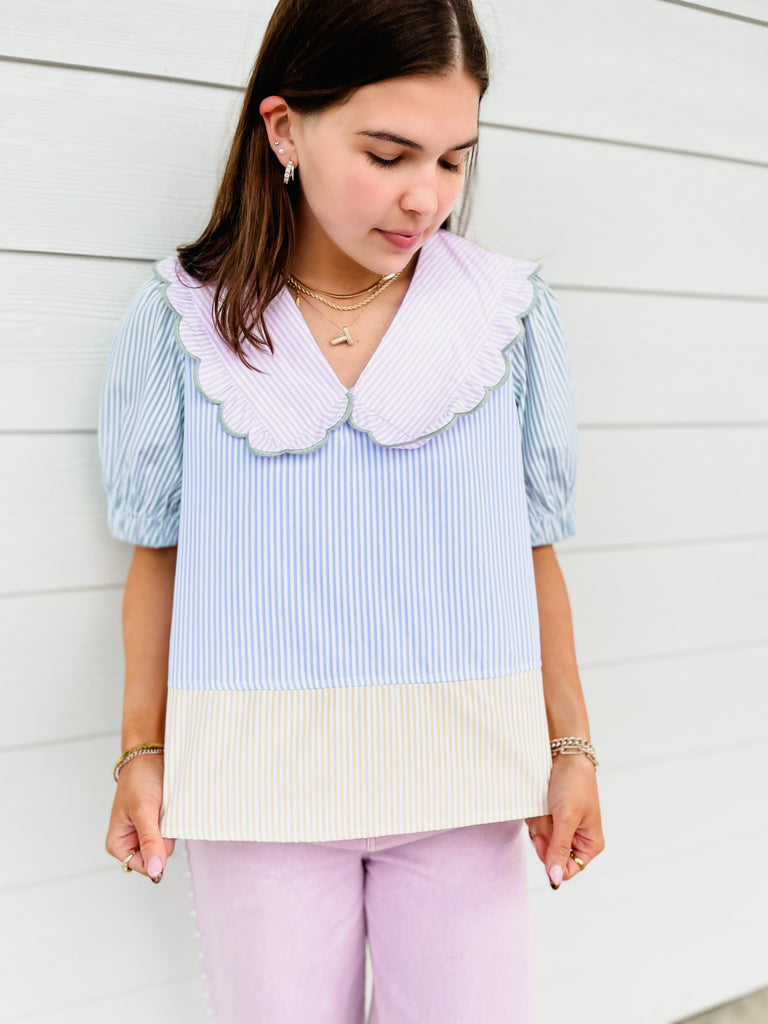 First Crush Color Block Stripe Top