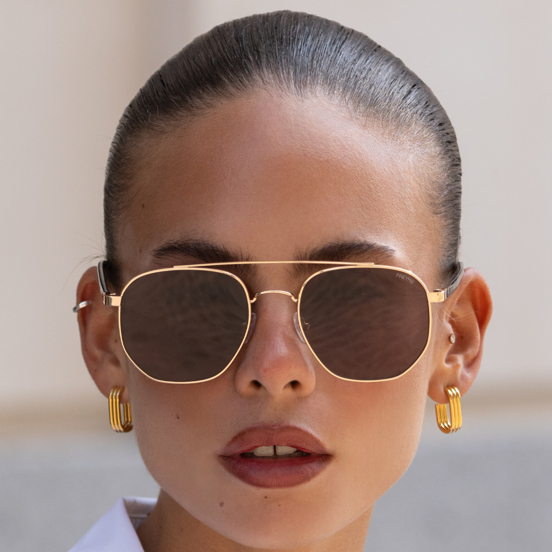 Freyrs Austin Unisex Sunglasses - Gold/Brown