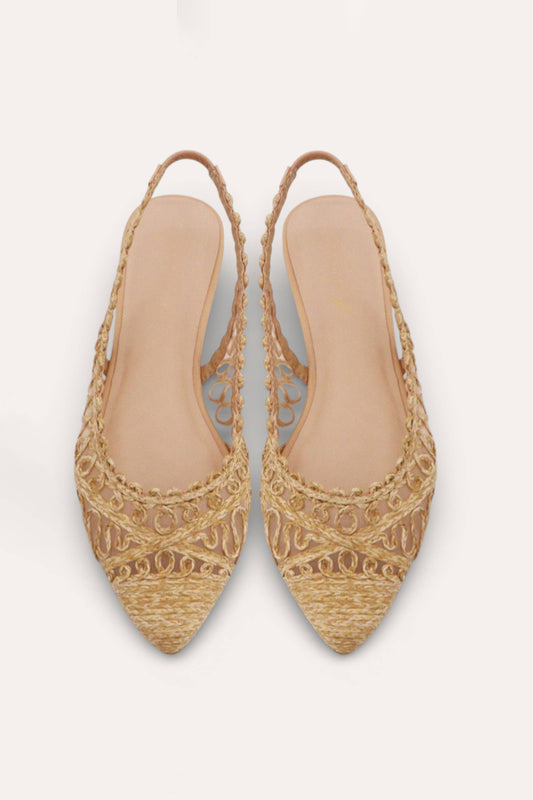 NOTEBOOK-07 Woven Raffia Sling Back - Natural