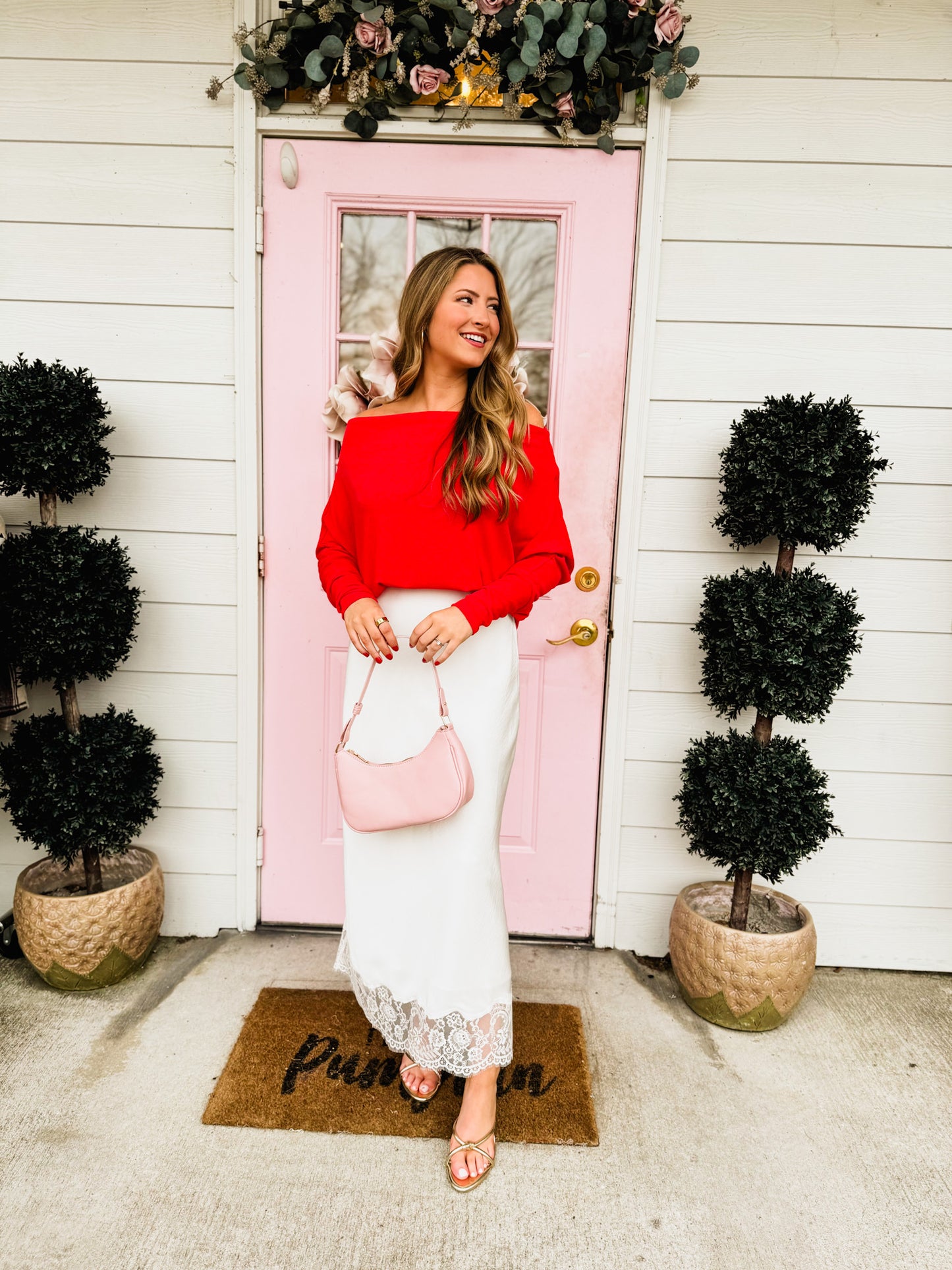 The Anywhere Off Shoulder Top - Red