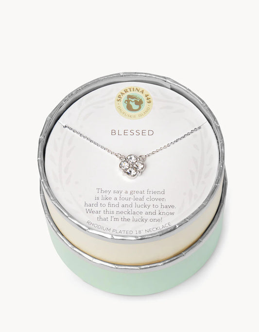 Sea La Vie Necklace Blessed Crystal Clover in Silver by Spartina 449