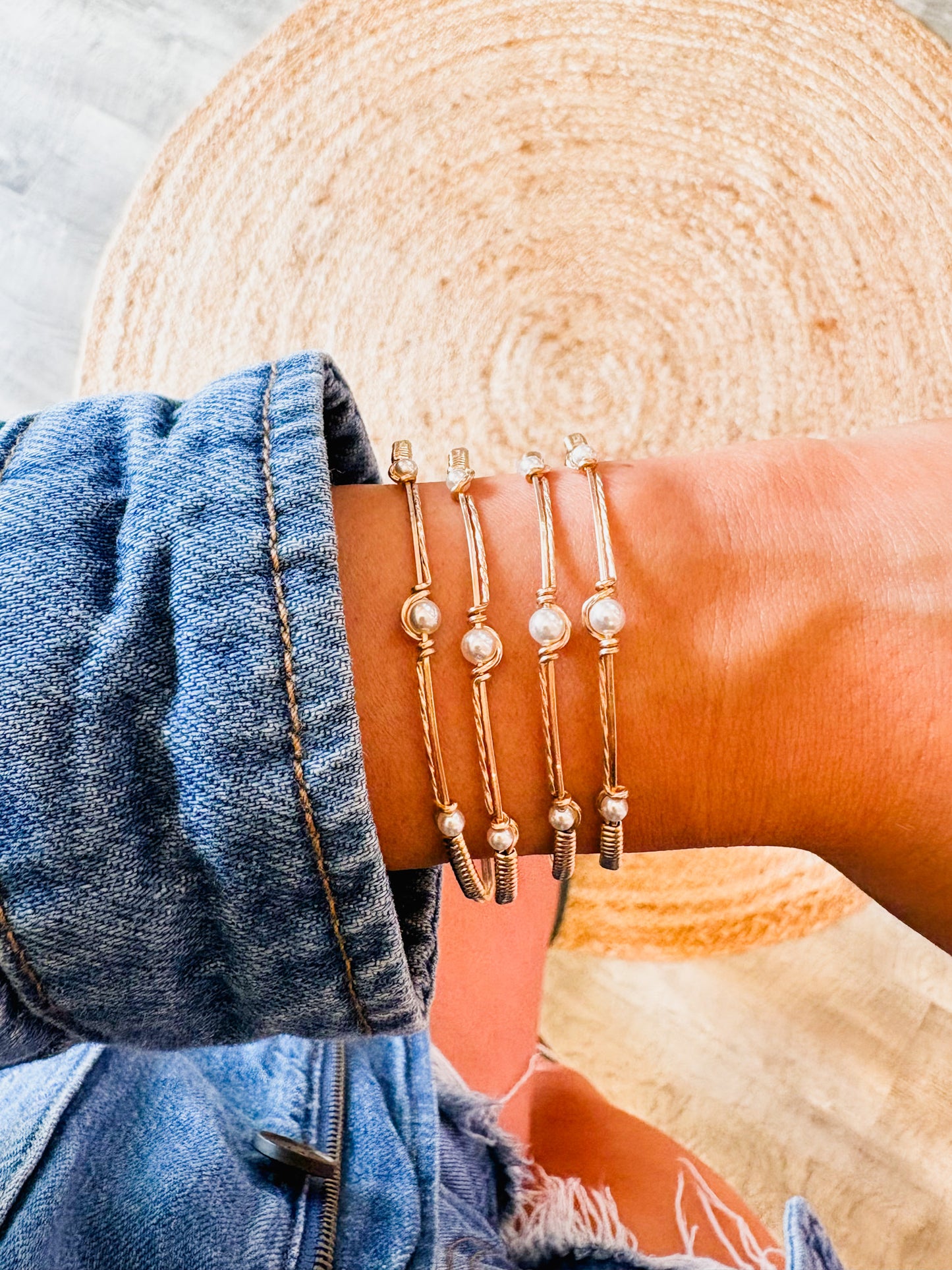 Be The Change Bracelet - 14K Gold Artist Wire / Crystal Pearl