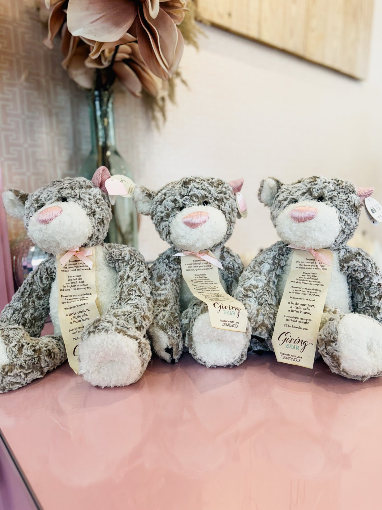Giving Bear Stuffed Animal - Pink