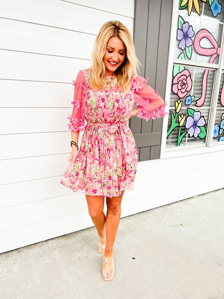 Adorably Yours Floral Pleated Dress