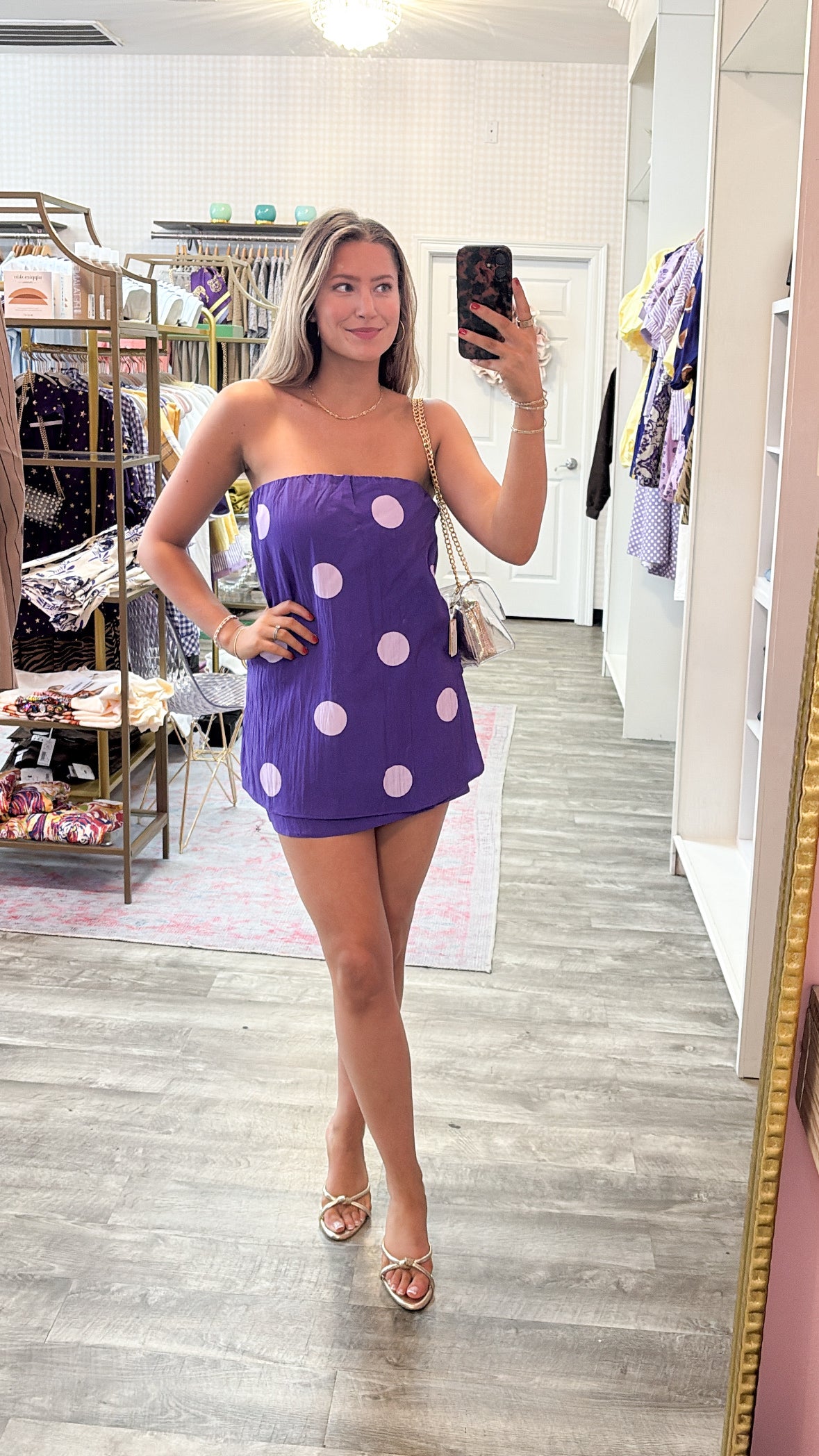 Geaux Team Polka Dot High Waist Mini Skirt - Purple