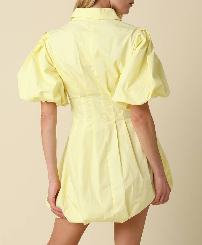 Valerie Puff Sleeve Mini Dress - Butter