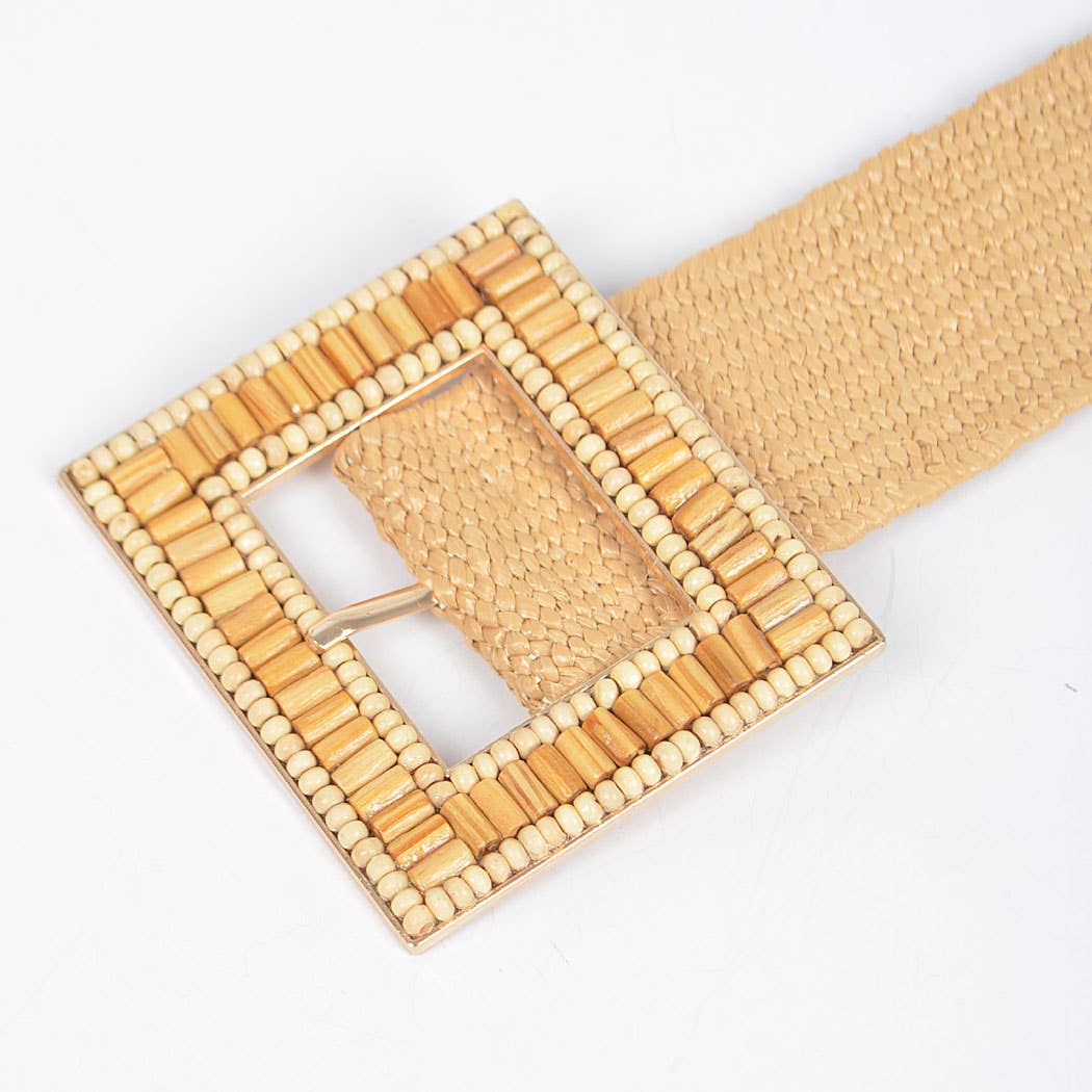 Handmade Buckle Elastic Belt - Khaki