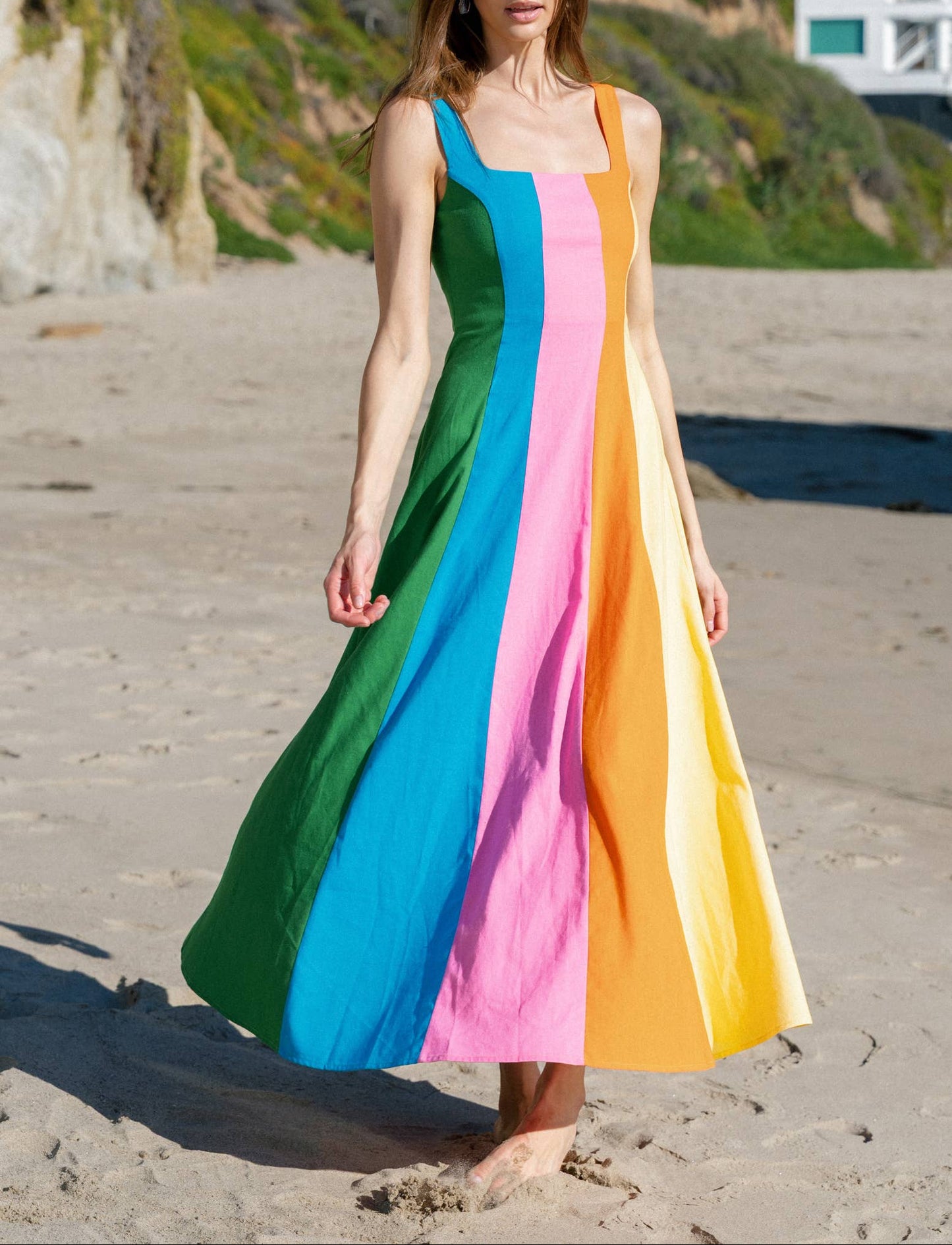 Colorblock Stripe Maxi Dress