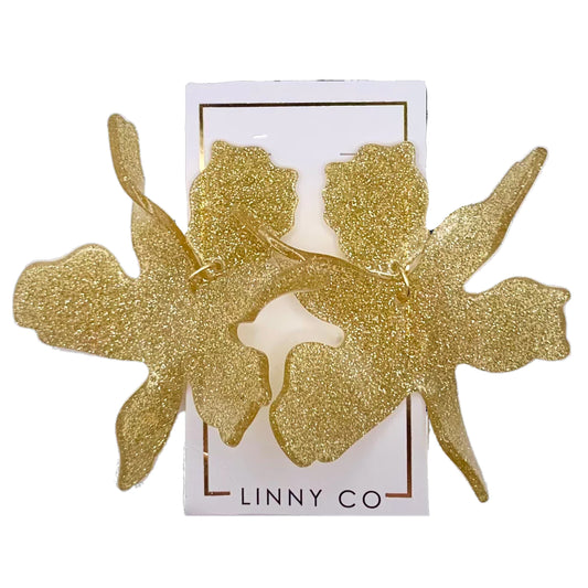 Flora Earrings - Gold Glitter