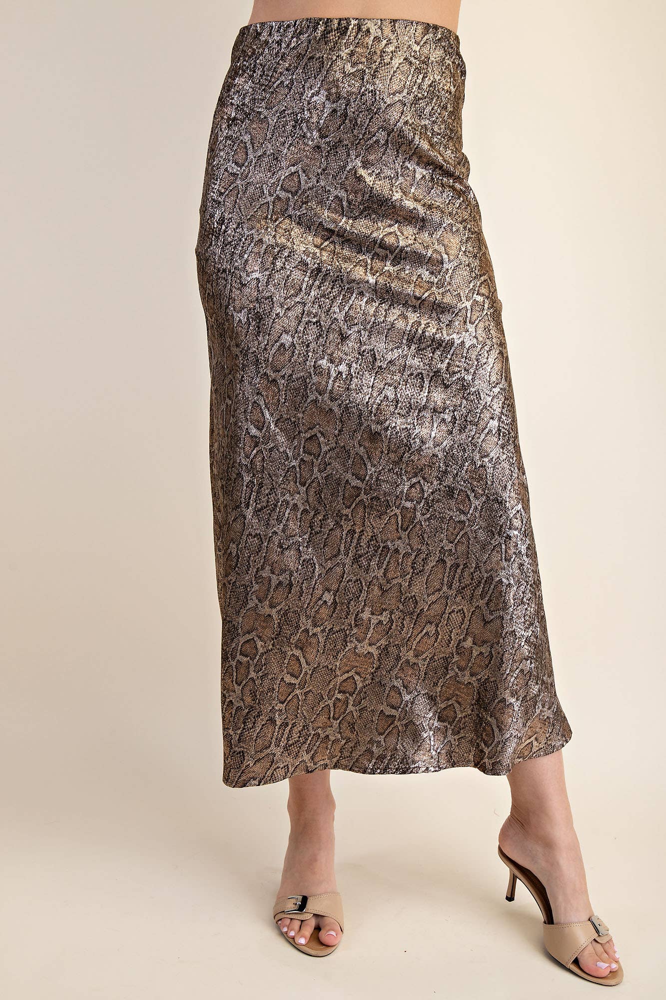 Chill Out Waist Elastic Band Midi Skirt - Olive