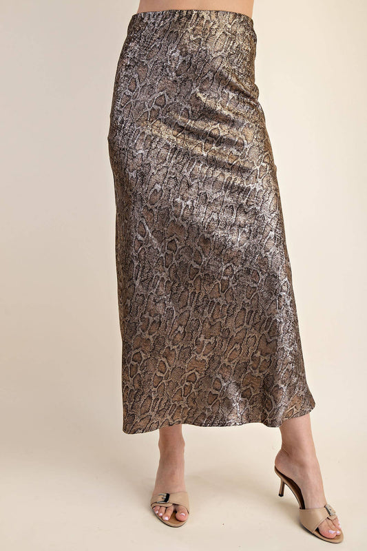 Chill Out Waist Elastic Band Midi Skirt - Olive