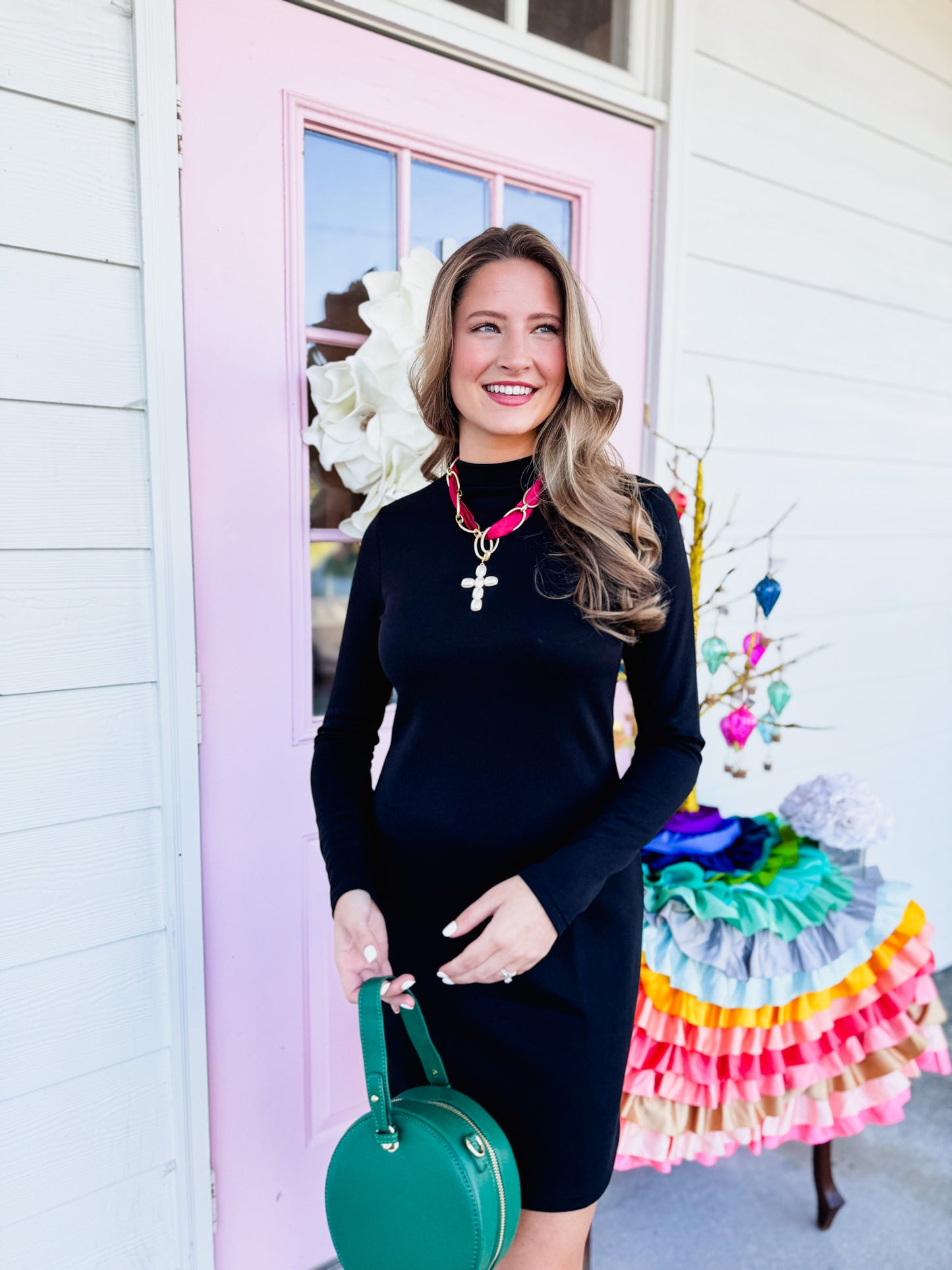 Hustle High Mock Neck Knit Mini Dress - Black