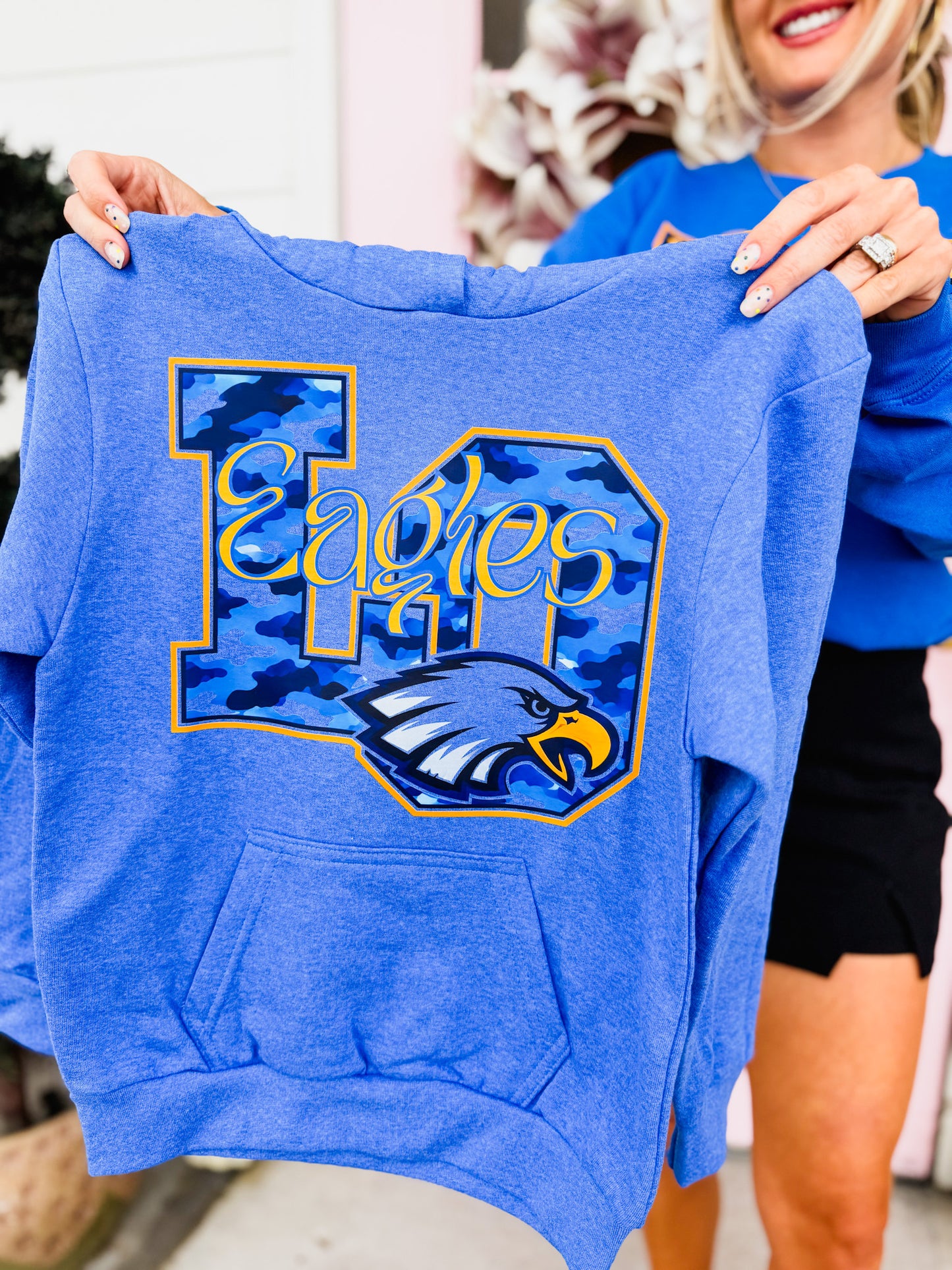 JM + Live Oak New Logo Camo Hooded Sweatshirt - Washed Royal - Youth