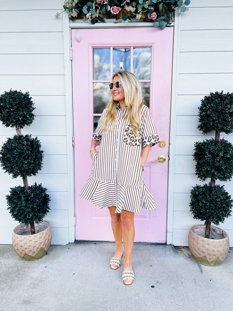 She's A Cutie Striped Button Up Dress
