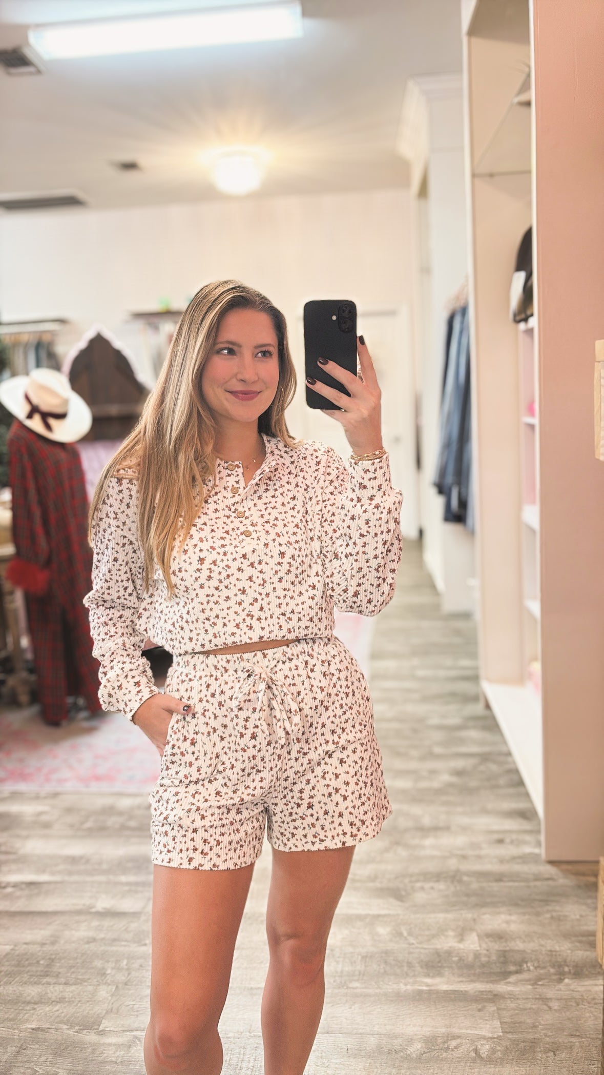 DAY 11 - Floral 2-Piece PJ Short Set - Cream