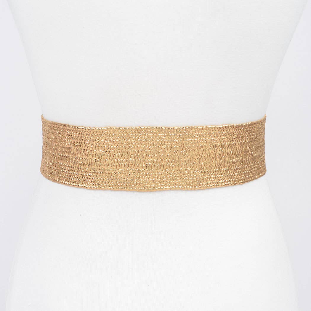 Rhinestone Elastic Belt - Gold
