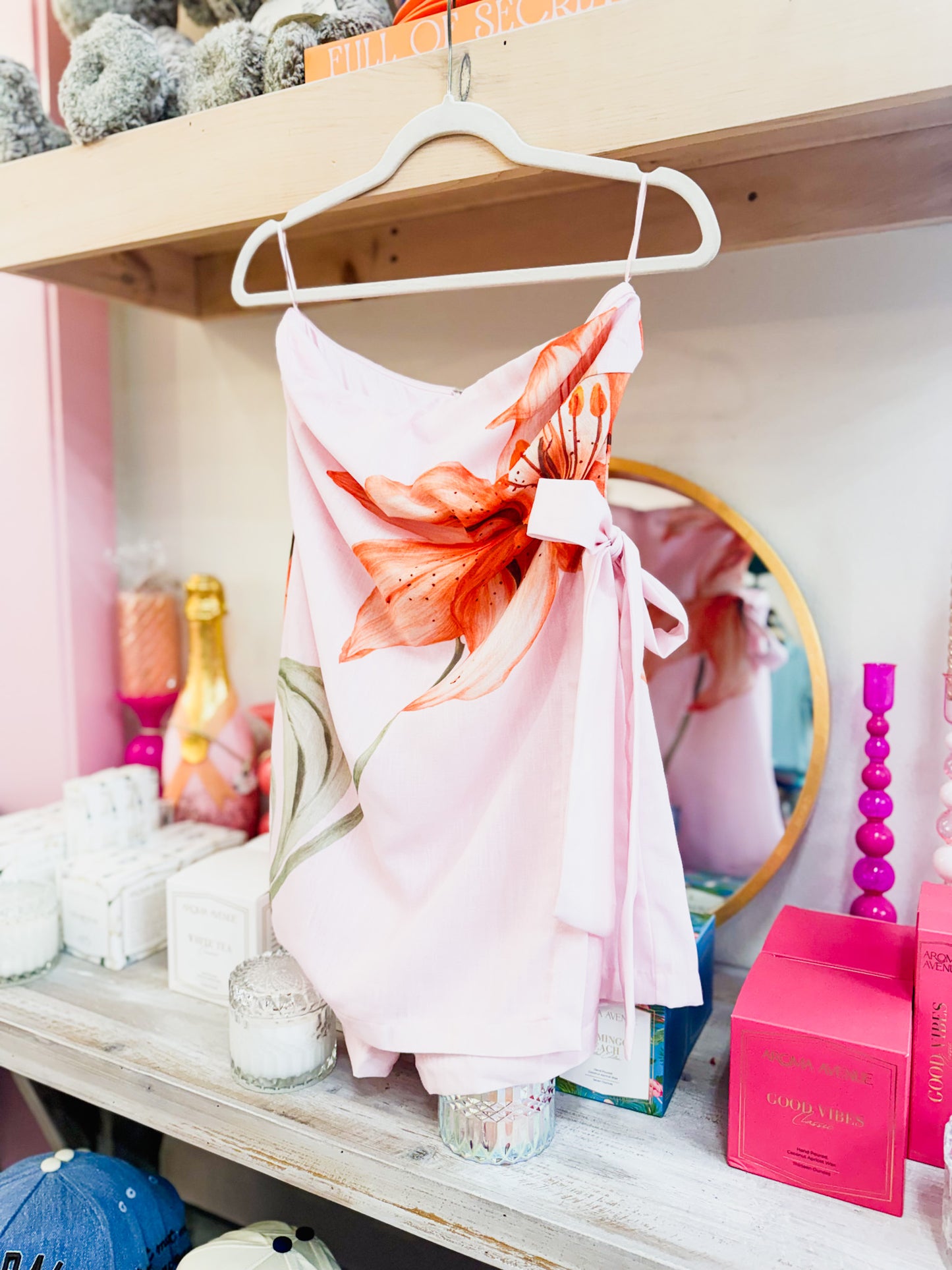 Obsession Strapless Wrap Romper - Pink Floral