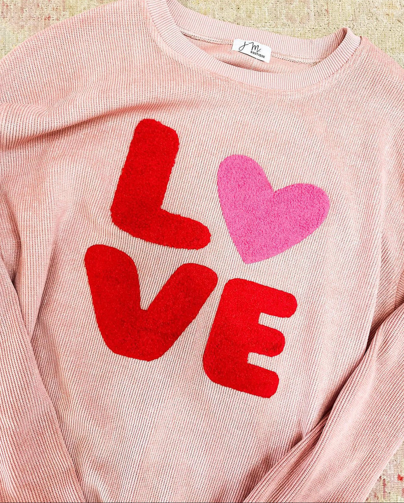 Pink Love Corded Sweatshirt