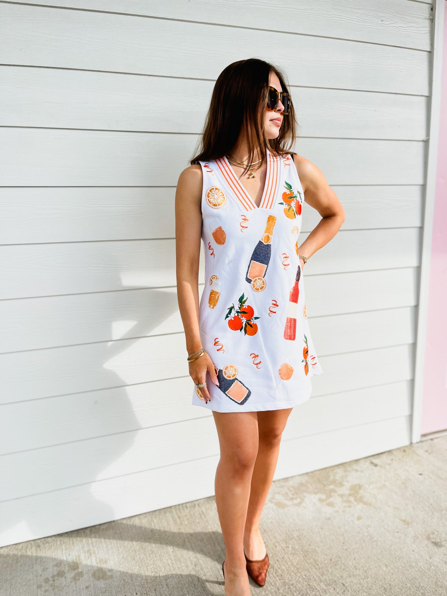 Queen Of Sparkles White Mimosa Icon Tank Dress